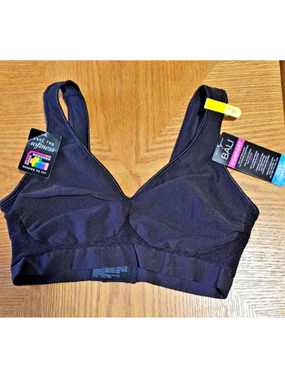 NWT Bali Comfort Black Bra Revolution All Around Flexes Fit Size M 3484 Wireless